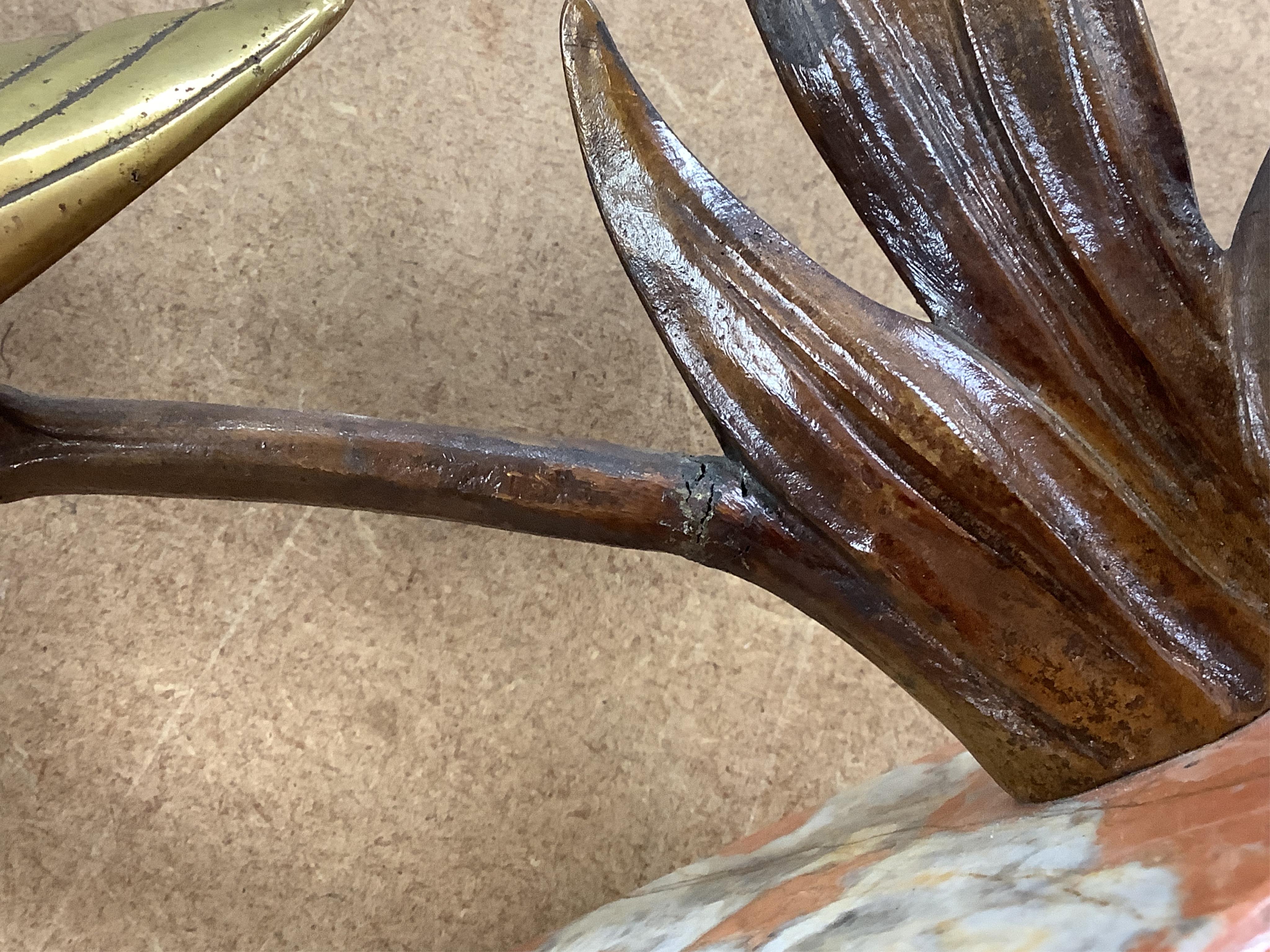 A French Art Deco bronze kingfisher after Dautrive, signed, on marble plinth, 22cm high